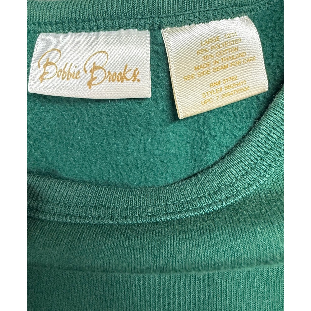 Bobbie Brooks Green Embroidered Santa Christmas Sweatshirt‎ Size Large - Picture 3 of 6